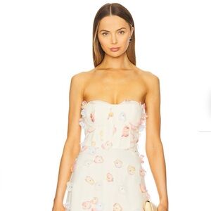 Elliatt Multi-Colored Strapless Floral Appliqué Maxi Dress - NWT XS